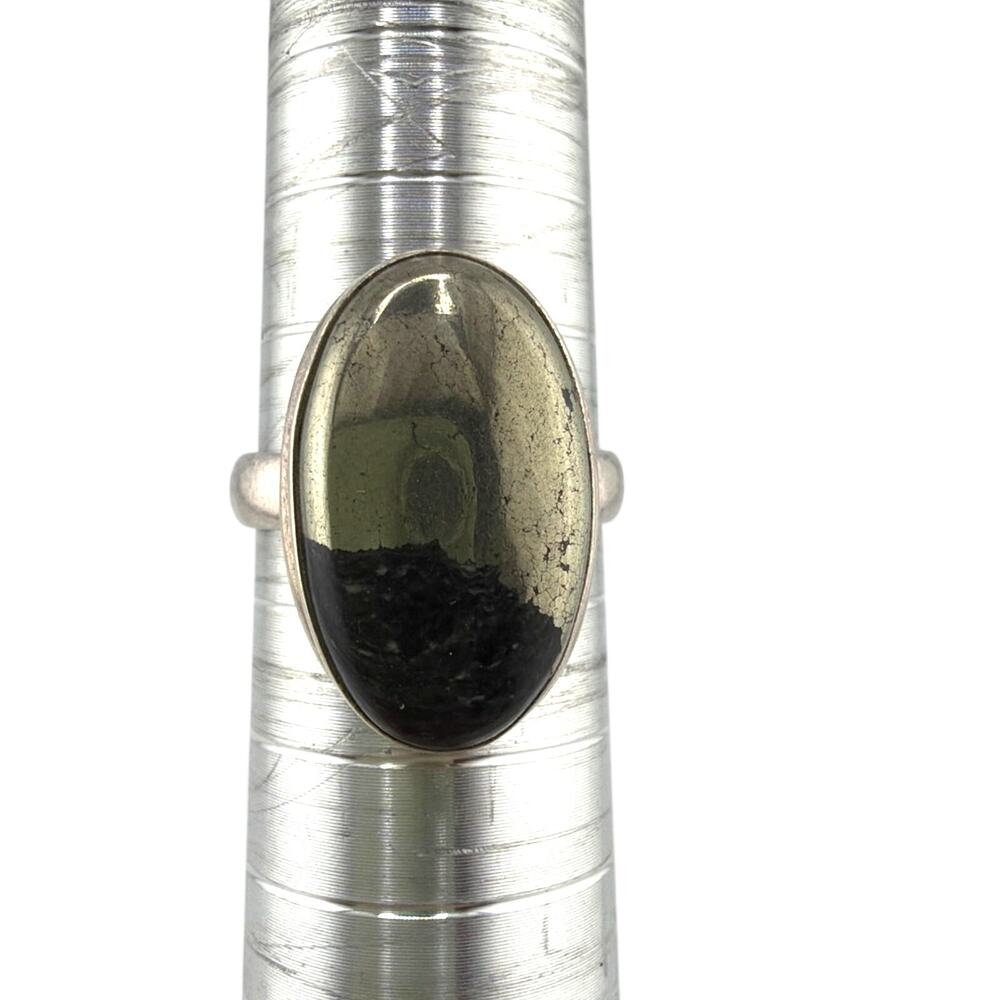 New Natural Raw Black Tourmaline Sterling Silver Ring Uncut Stone Artisan 7